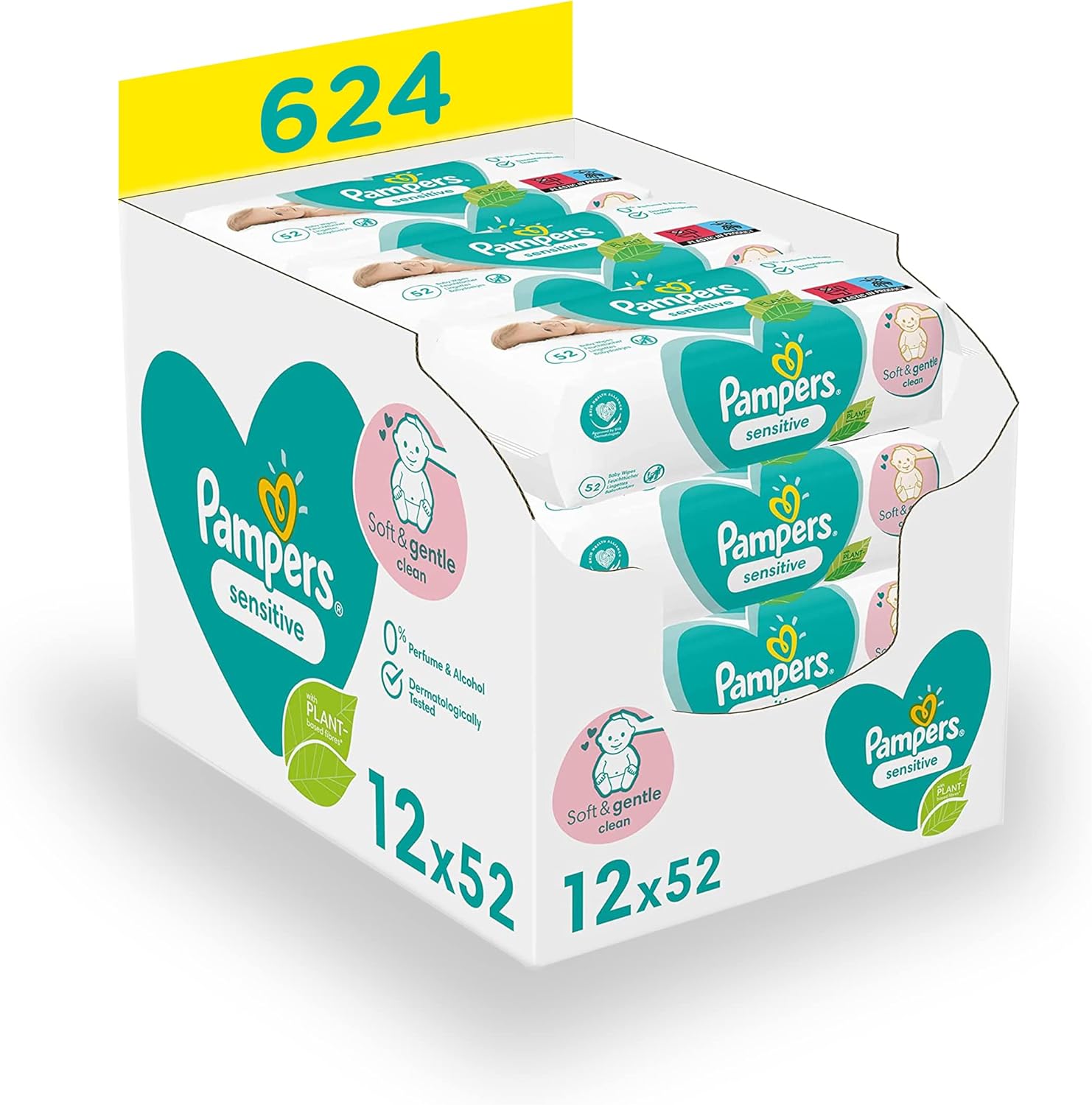 Pampers Sensitive Natte doekjes, 15 pakken, 1200 natte doekjes PAMP14 Sensitive. 1