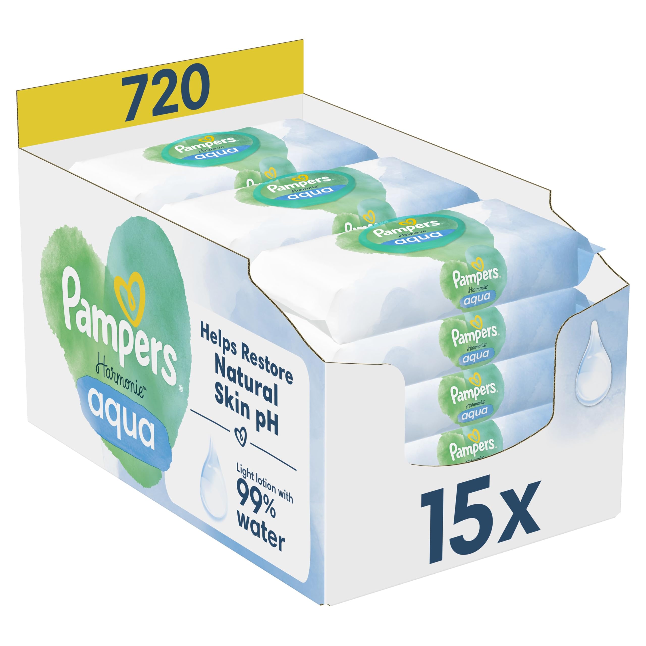Pampers Doekjes Harmonie Aqua 15x48 = 720 doekjes