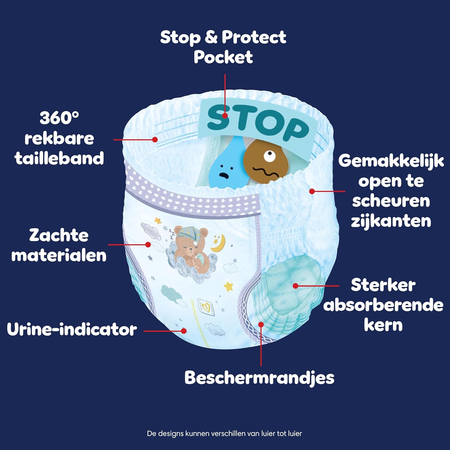 Pampers Nachthemden Maat 4, 180 luiershorts, 9kg-15kg, Pampers Nachthemden bieden extra bescherming de hele nacht door