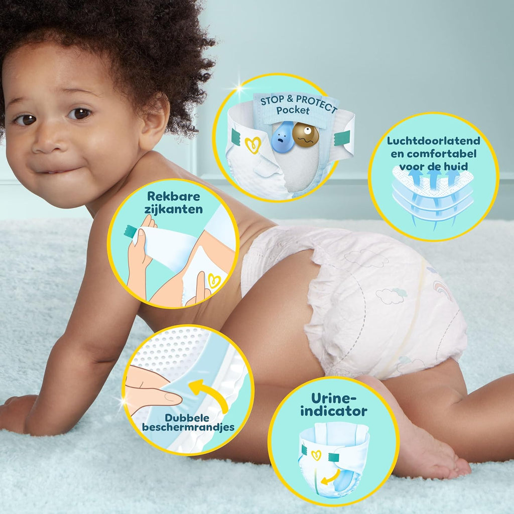 Pampers Premium Bescherming Maat 5, 152 luiers, 11kg-16kg, Dubbele bescherming voor de huid en tegen lekkages
