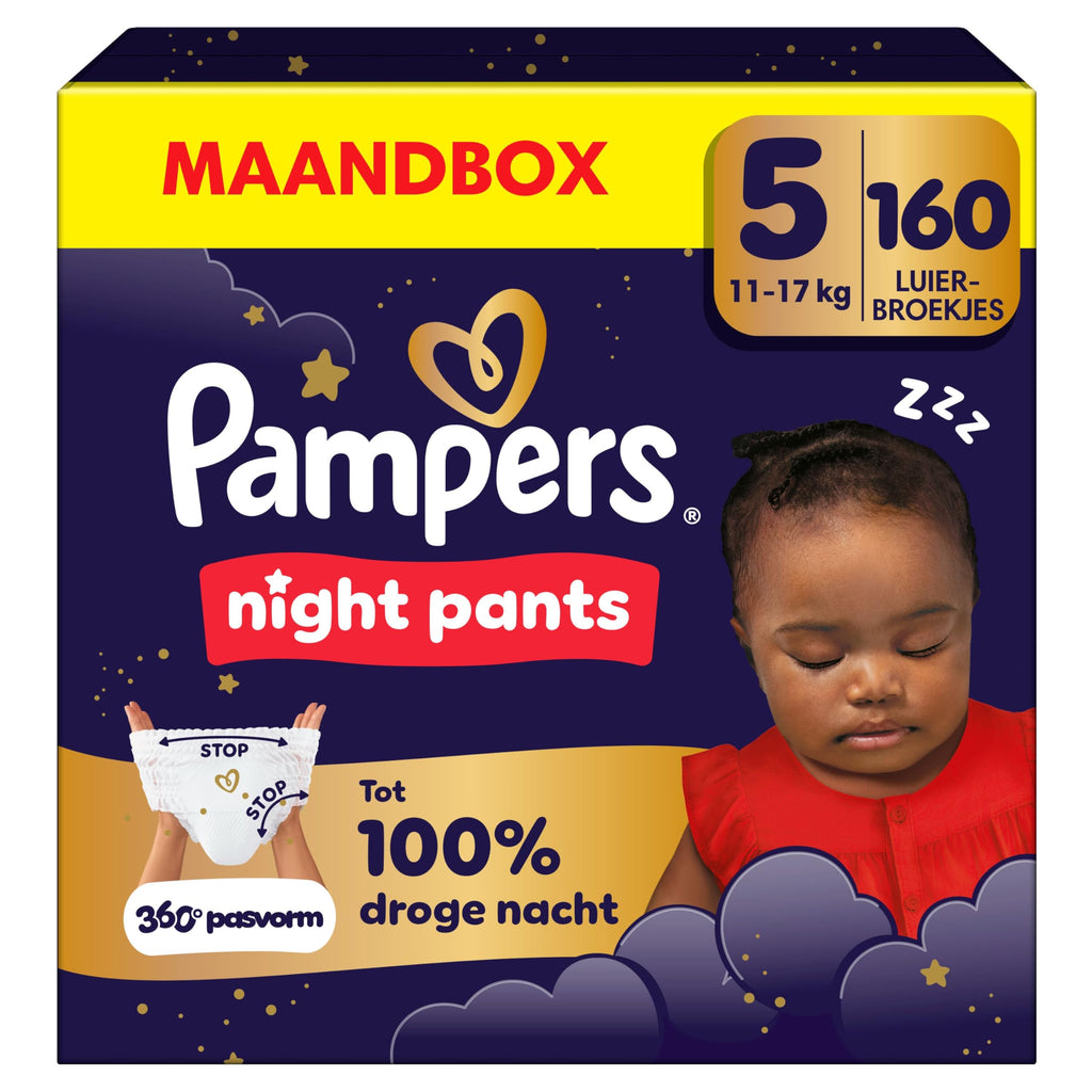 Pampers Nachtruimluierbroekjes Maat 4, 180 stuks luierbroekjes, 9kg-15kg, Pampers Nachtruimluierbroekjes bieden extra bescherming de hele nacht door