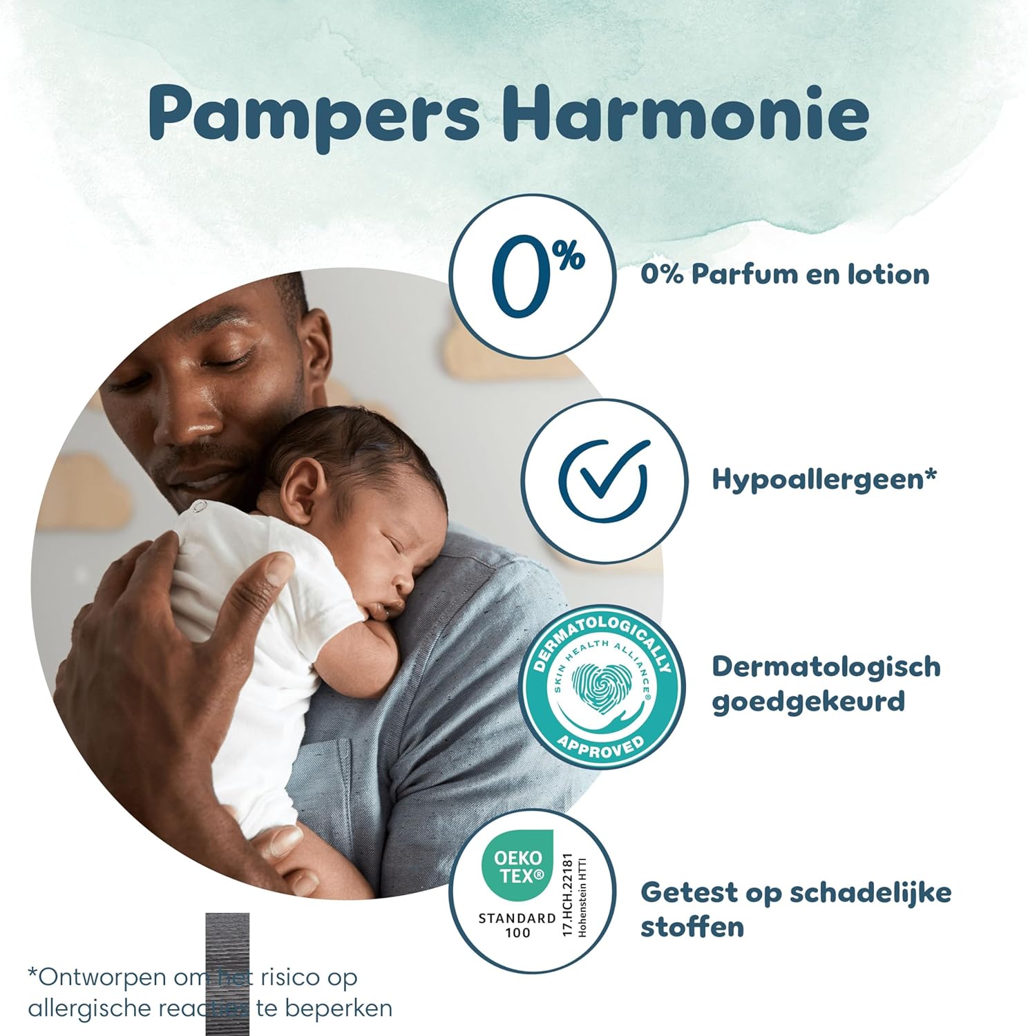 Pampers Harmony Luiers Maat 1, 180 luiers, 2kg-5kg, zachte huidbescherming met 100% droogte van Pampers