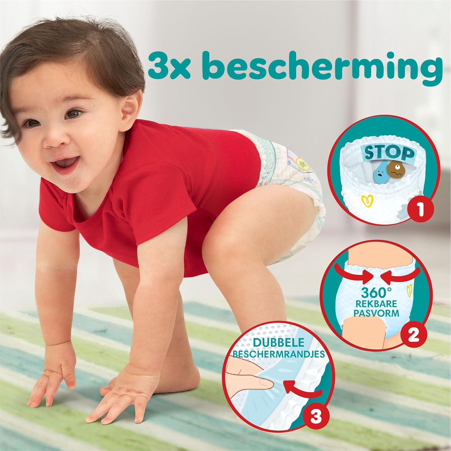 Pampers Baby-Dry Pants Maat 3, 192 broekjes, 6kg-11kg, 360° pasvorm om openingen en lekkages te voorkomen, Maandbox