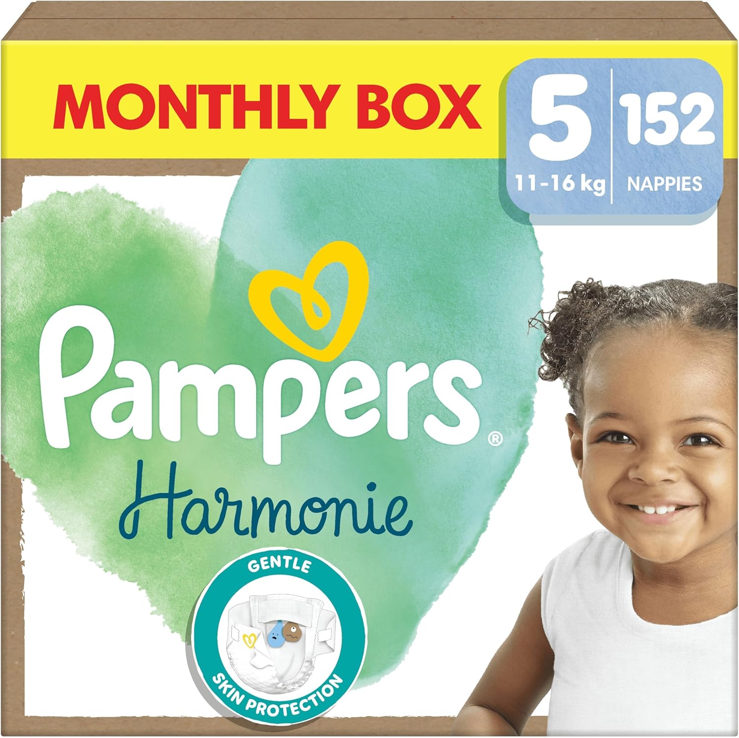 Pampers Harmony Luierbroekjes Maat 5, 152 stuks, geschikt voor 11 kg tot 16 kg, met zachte huidbescherming en 100% droogte van Pampers