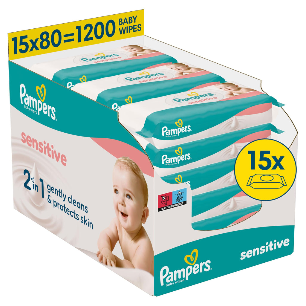 Pampers Sensitive vochtige doekjes, 15 verpakkingen, 1200 vochtige doekjes PAMP14 Sensitive. 1