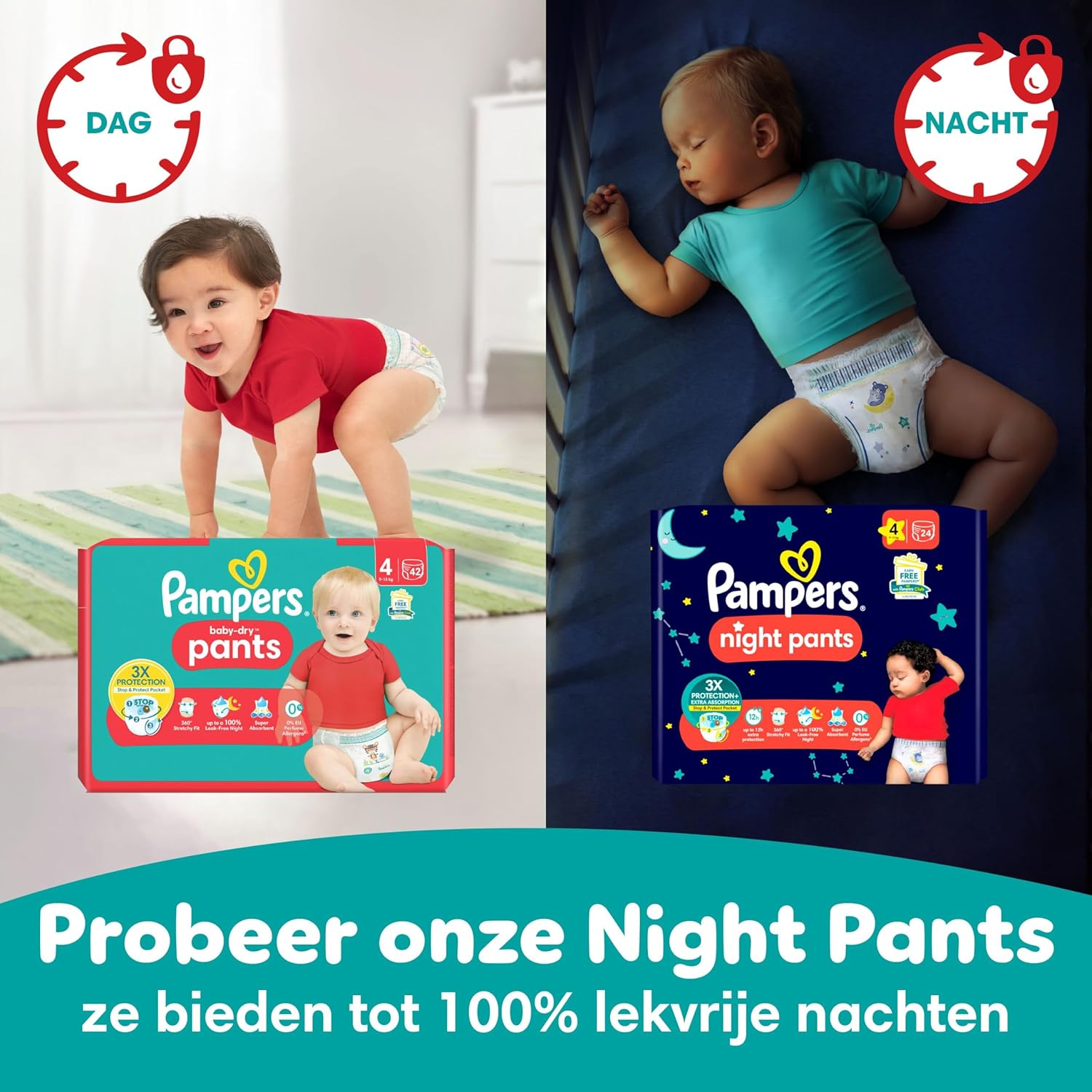 Pampers Baby-Dry Luierbroekjes Maat 3, 192 stuks, 6kg-11kg, 360° pasvorm om openingen en lekkages te voorkomen, maandbox