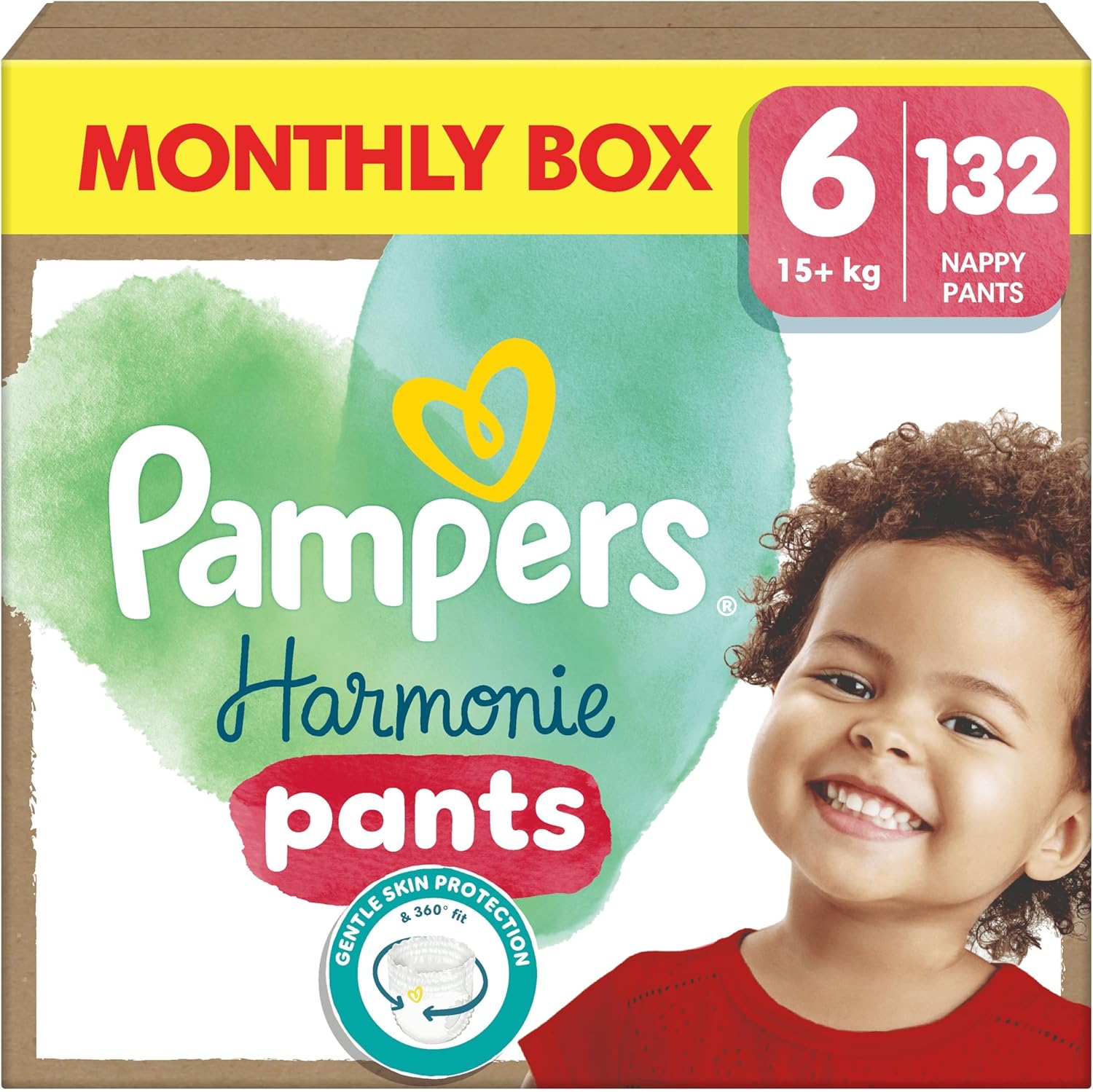 Pampers Harmonie Pants Maat 6, 132 luierbroeken, 15kg+, zachte huidbescherming en 360° comfortabele pasvorm