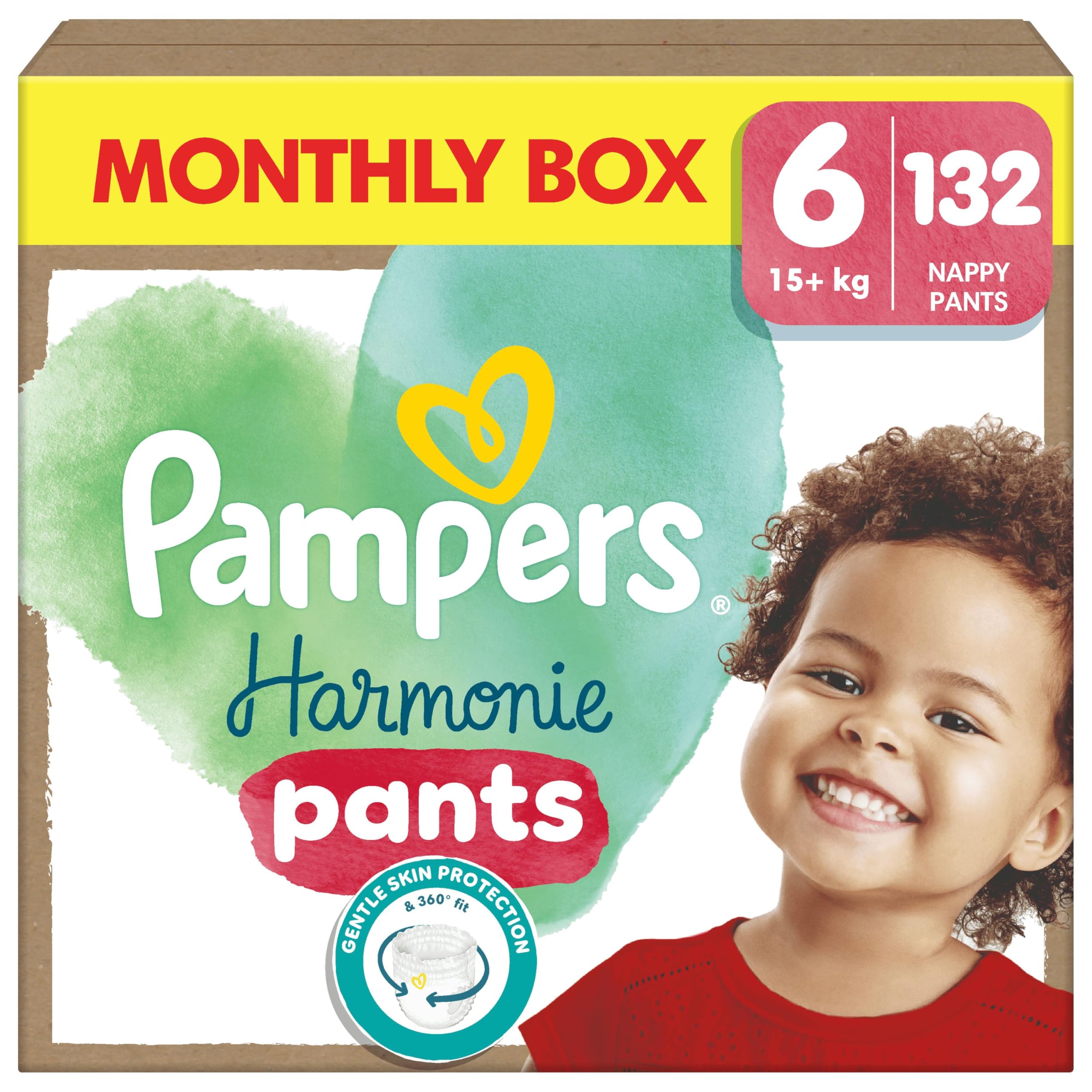 Pampers Harmonie Pants Maat 6, 132 stuks luiersbroekjes, 15kg+, zachte huidbescherming en 360° comfortabele pasvorm