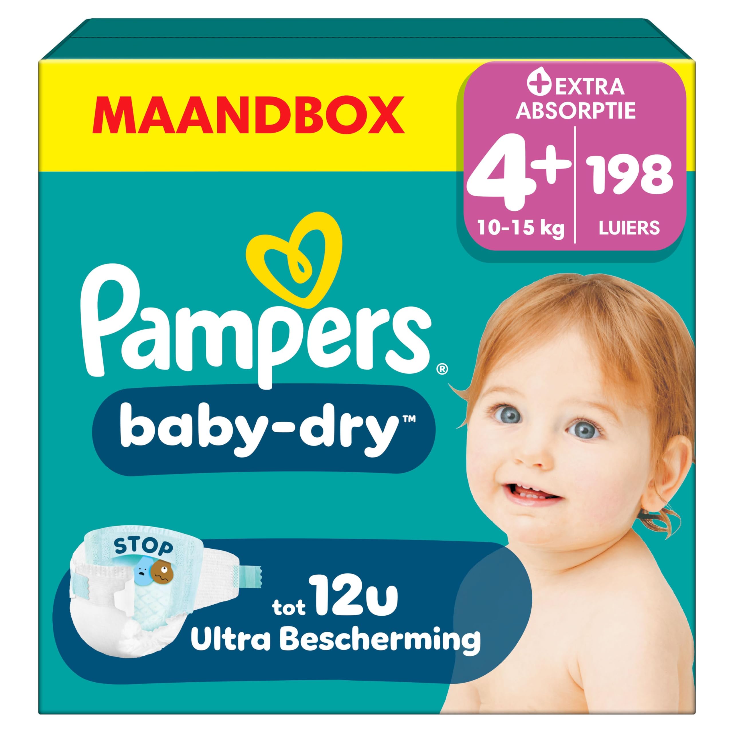 Pampers Baby-Dry Maat 3, 222 luiers, 6kg-10kg, Tot maximaal 100% lekbestendig en comfortabel 's nachts