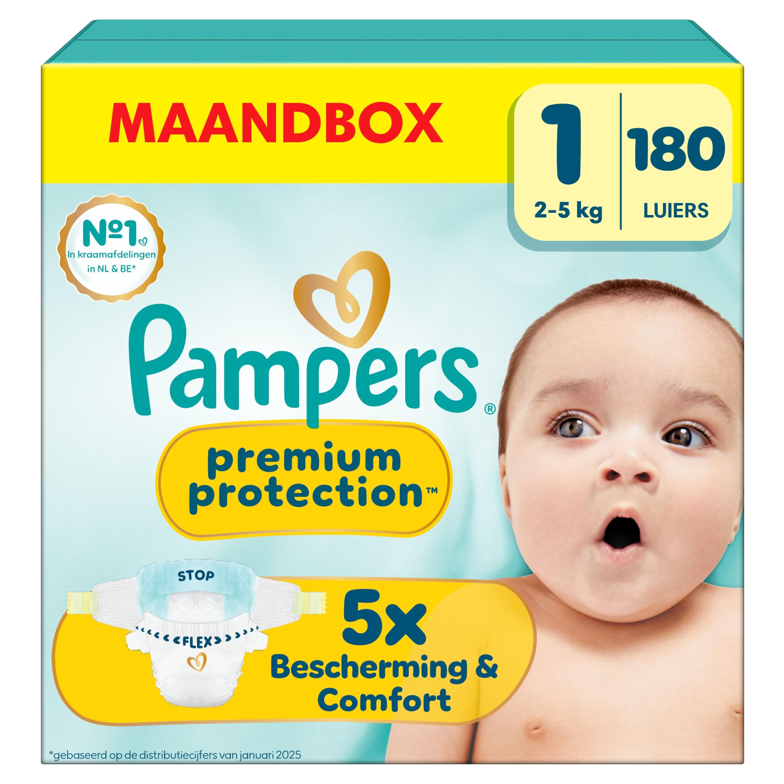 Pampers Premium Bescherming Maat 6, 144 luiers, 13kg-18kg, Dubbele bescherming voor de huid en tegen lekkages