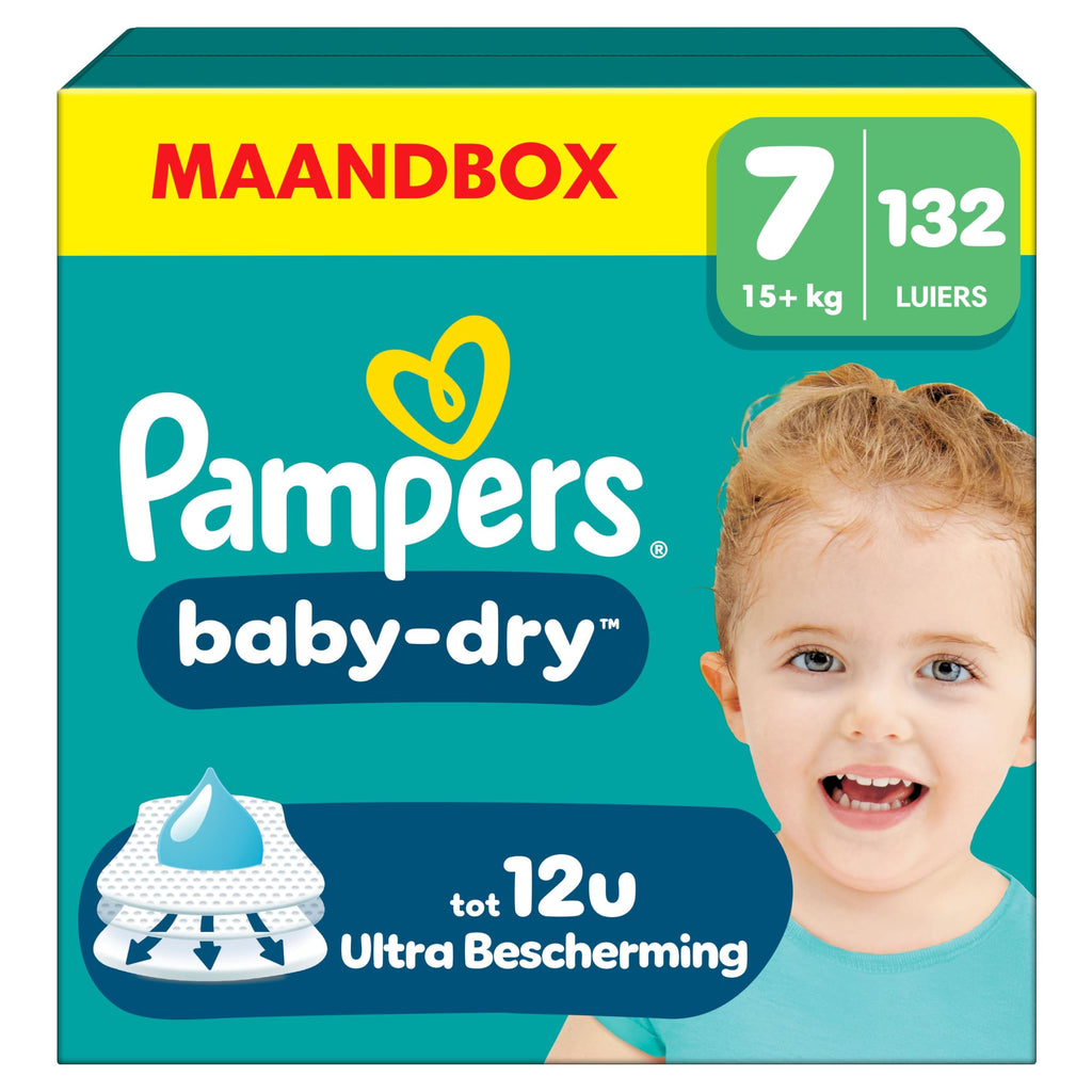 Pampers Baby-Dry Maat 3, 222 luiers, 6kg-10kg, Tot 100% lekbestendig en comfortabel voor de nacht