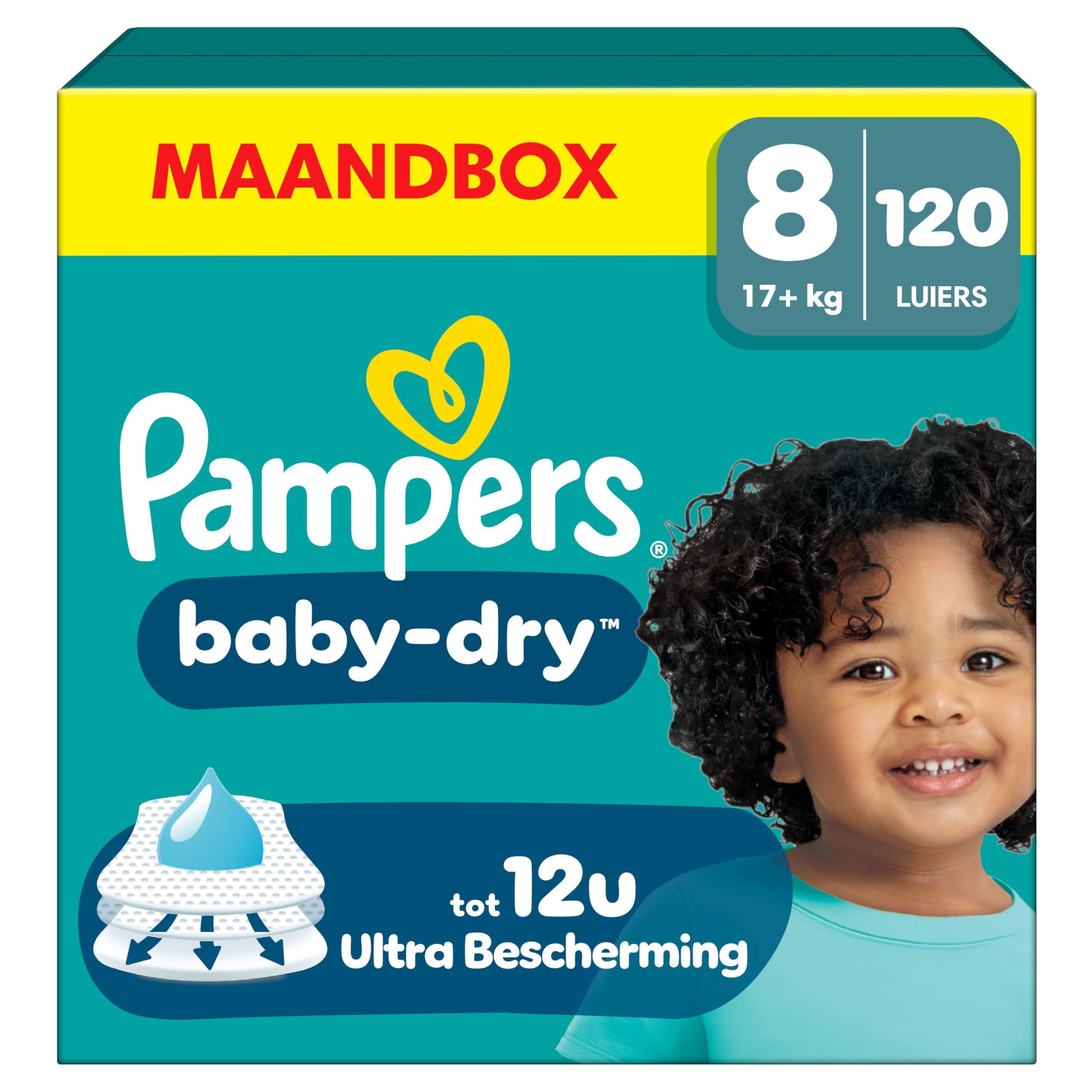 Pampers Baby-Dry Maat 3, 222 luiers, 6kg-10kg, Tot wel 100% lekvrij en comfortabel tijdens de nacht