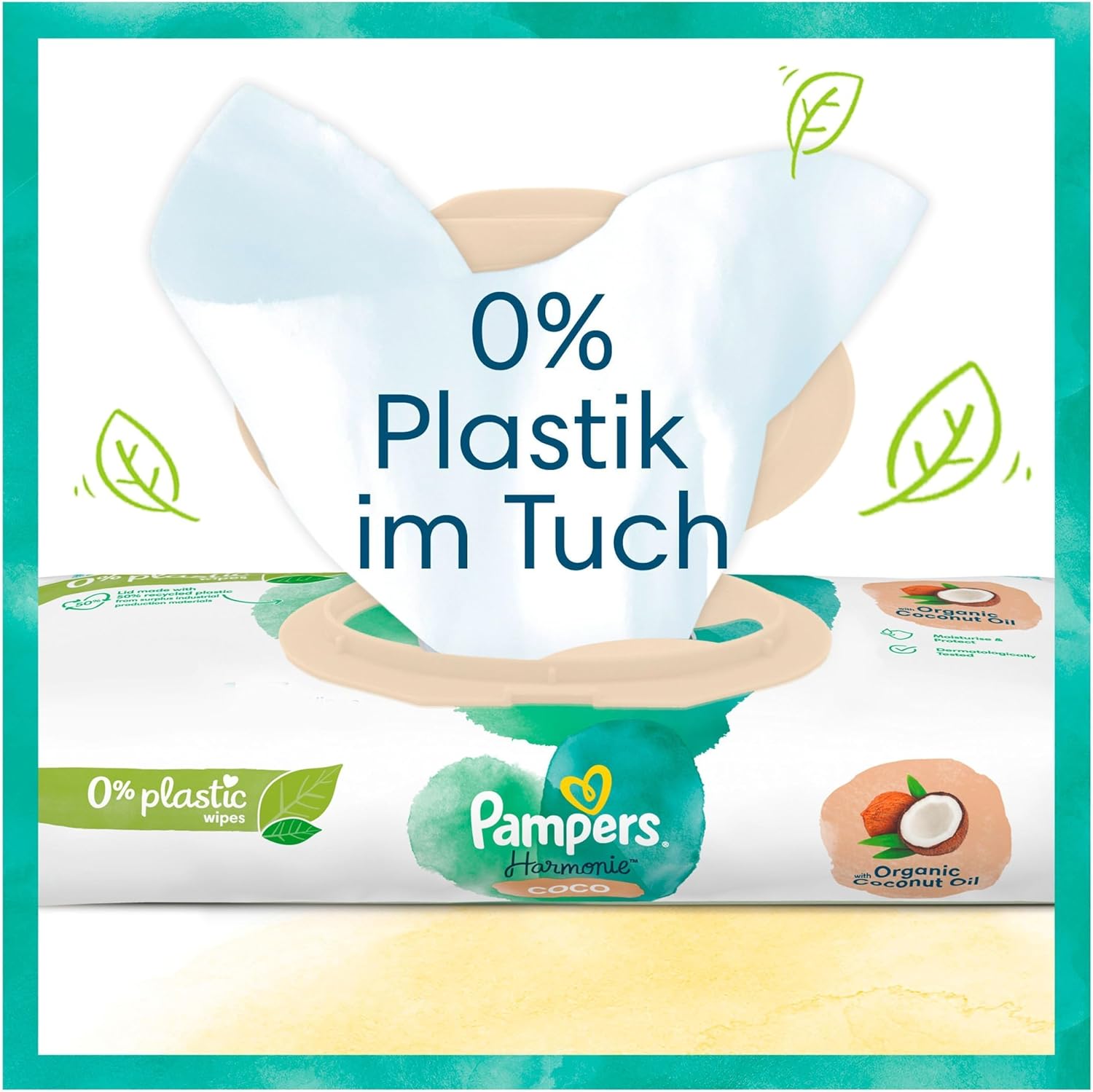 Pampers Harmonie Coco babydoekjes, 396 babydoekjes (9 x 44 doekjes), met kokosolie voor hydratatie en bescherming van de gevoelige babyhuid