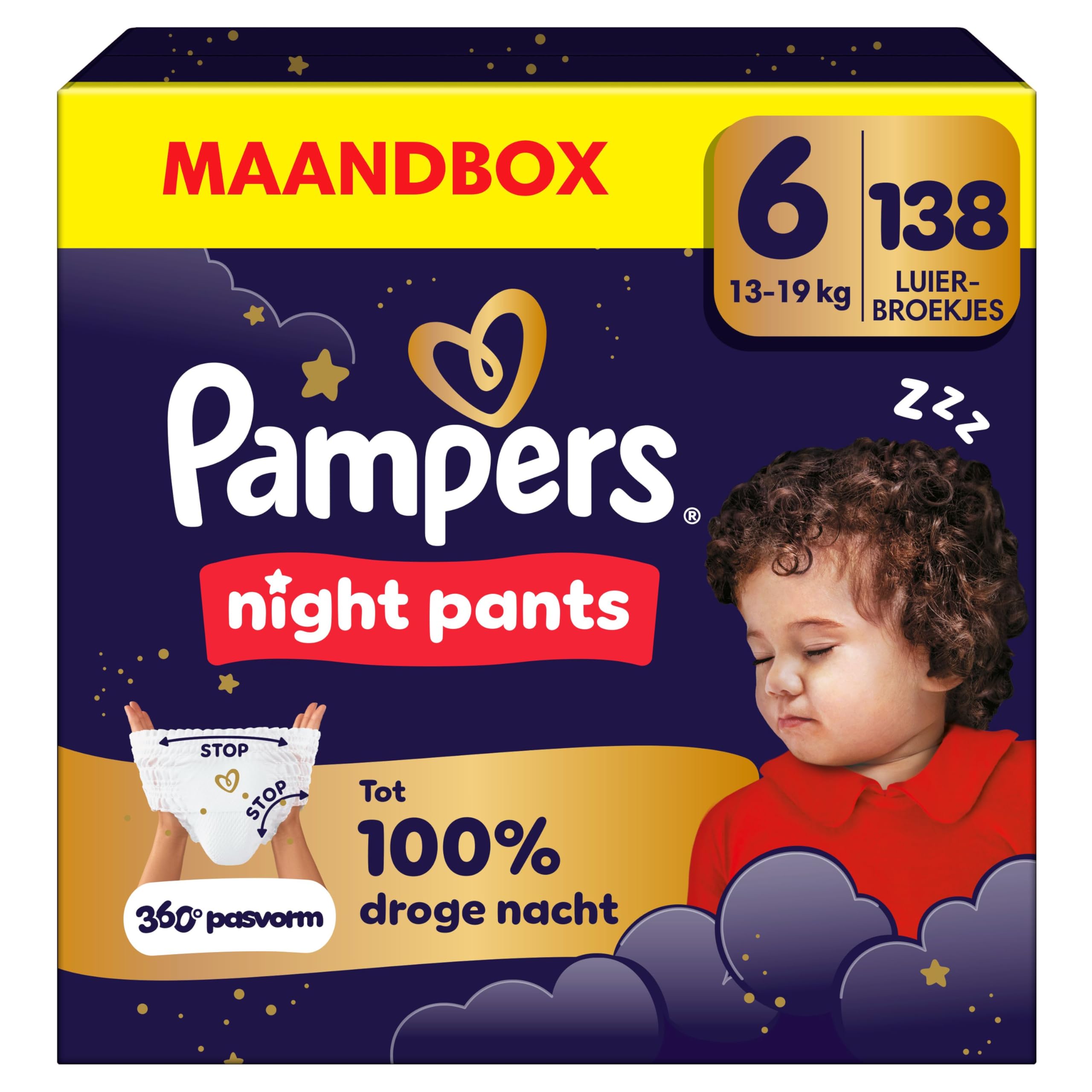 Pampers Night Pants Maat 4, 180 luiwerbroekjes, 9kg-15kg, Pampers Night Pants biedt extra bescherming de hele nacht lang