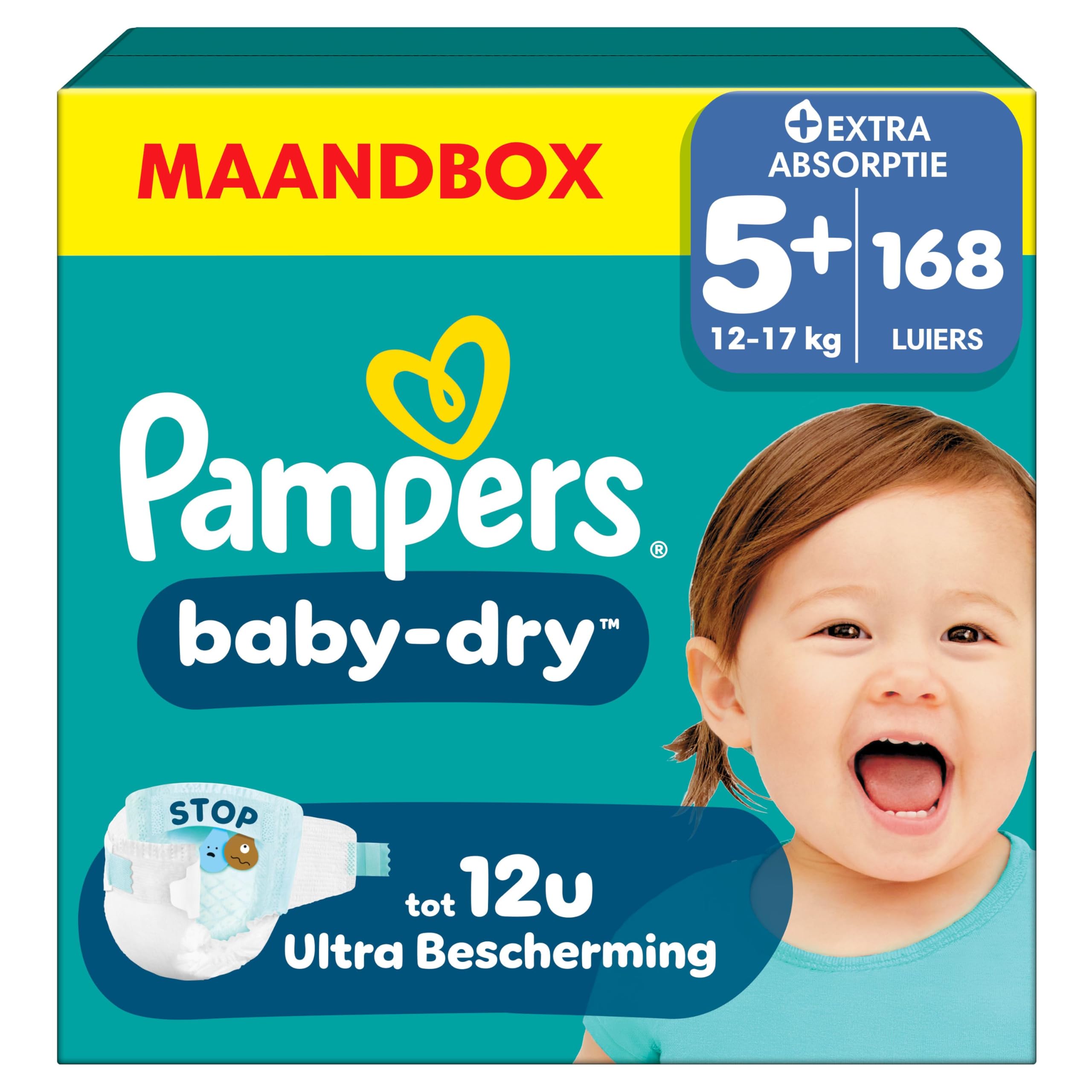 Pampers Baby-Dry Maat 3, 222 luiers, 6kg-10kg, tot maximaal 100% lekbestendig en comfortabel voor de nacht