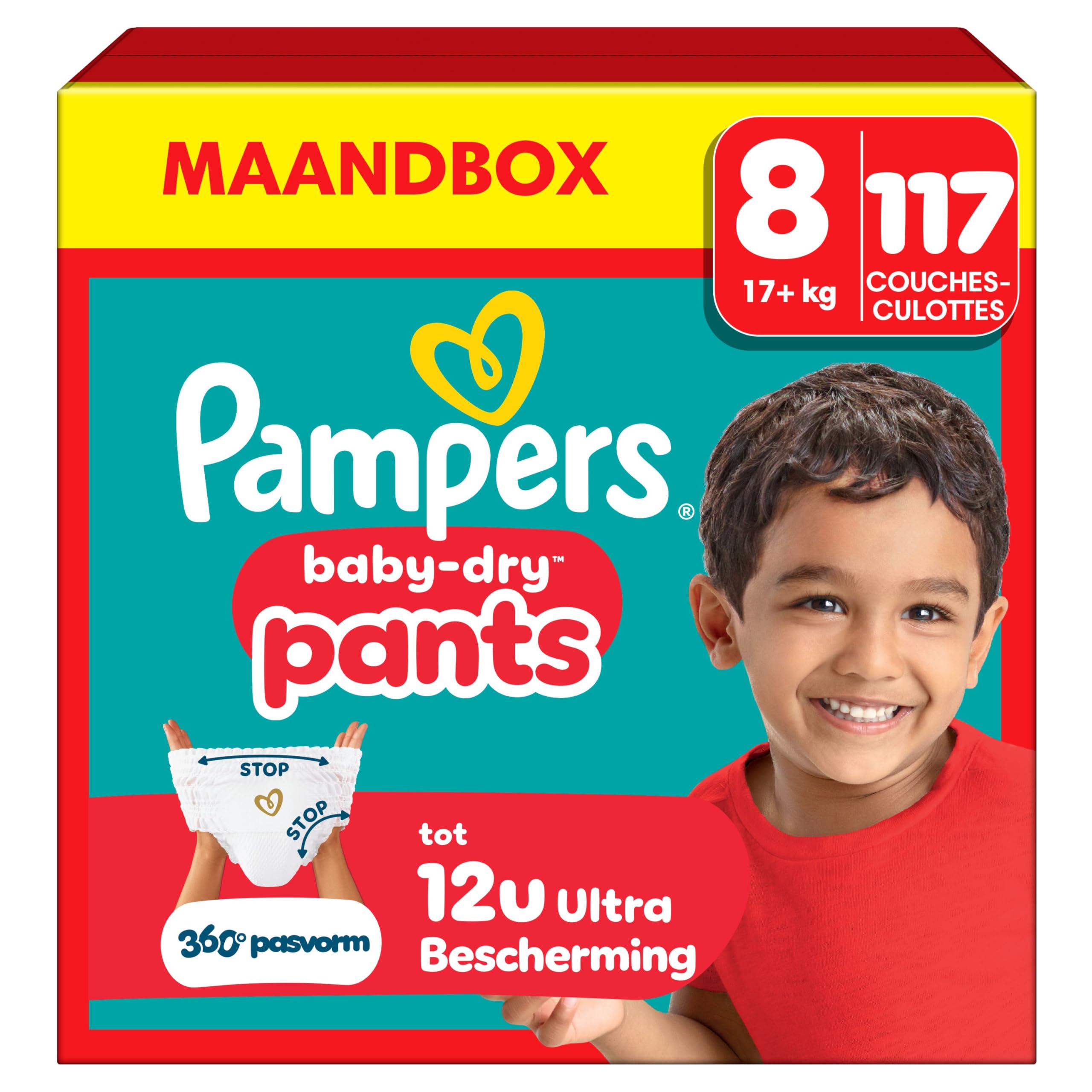 Pampers Baby-Dry Luierbroekjes Maat 5, 160 stuks, 11kg tot 17kg, 360° pasvorm die helpt om openingen en lekkages te voorkomen
