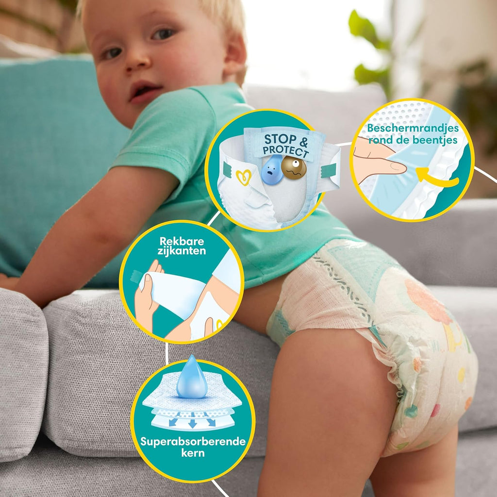 Pampers Baby-Dry Maat 3, 222 luiers, 6kg-10kg, tot 100% lekvrij en comfortabel 's nachts
