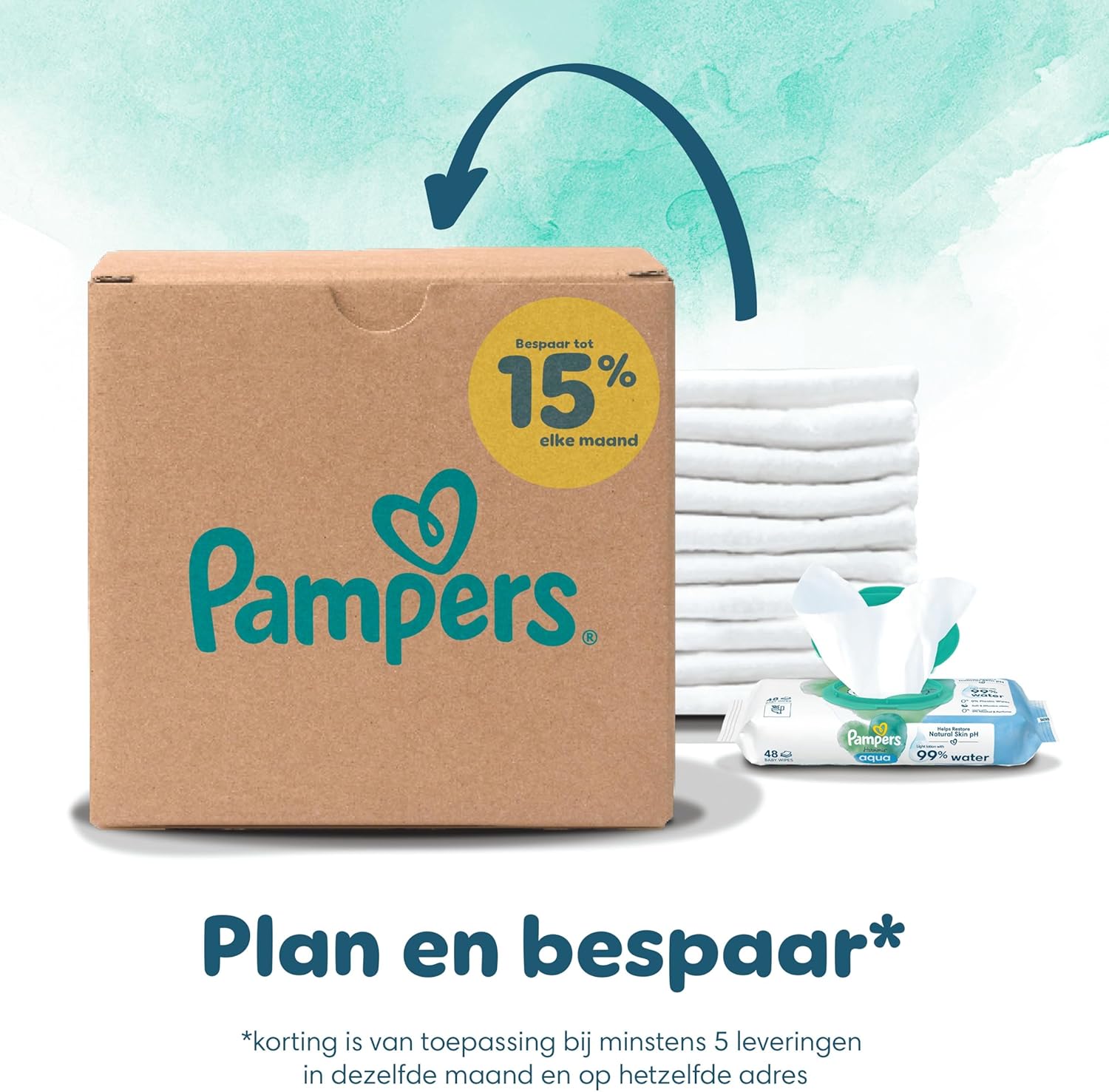 Pampers Harmony Luier Maat 1, 180 luiers, 2kg-5kg, Zachte huidbescherming met 100% droogte van Pampers
