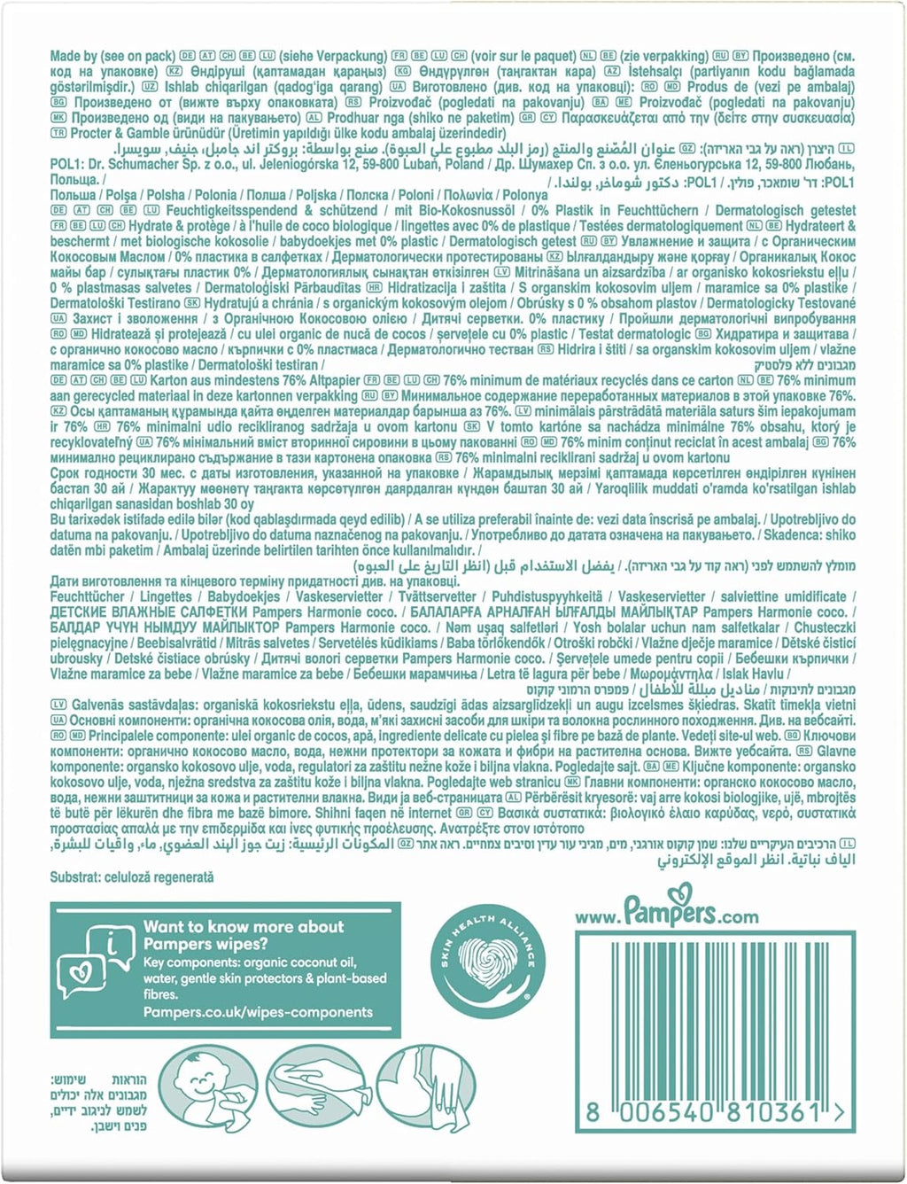 Pampers Harmonie Protect & Care babydoekjes 24 pakketten = 1056 doekjes